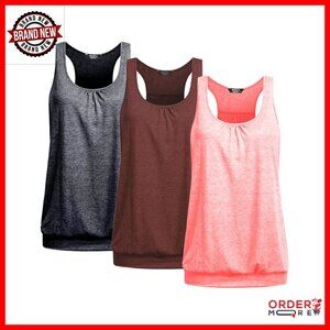 Racerback Yoga Tank Tops Tummy Flattering Workout Shirts Plus Size Gym